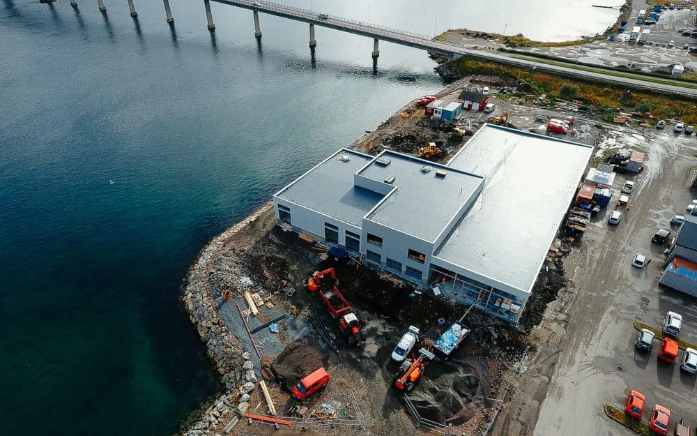 Dronebilde av byggeprosessen på Nordvik Sortland